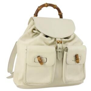 GUCCI Bamboo Backpack Leather Outlet Ivory Gold 003 8016 2058 Auth 151337